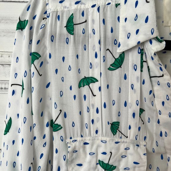 Anthropologie | Maeve Long Sleeve Whimsical Umbrellas & Rain Drops Blous… - Picture 6 of 8